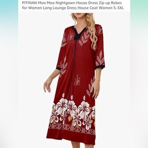 Red Floral Maxi House Dress 3XL